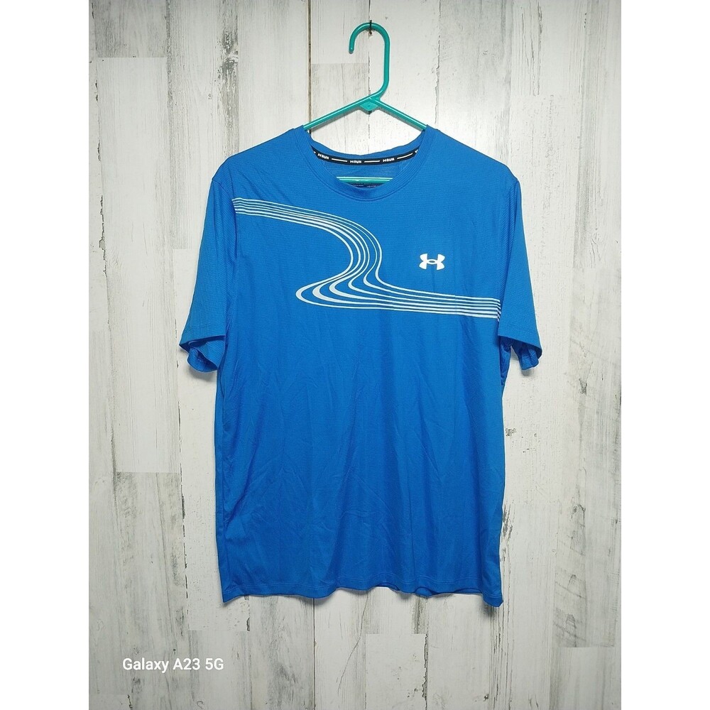 Under Armour Heatgear Run Men's Short Sleeve T-Shirt Size Large Fitted Blue